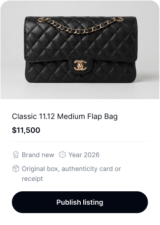 Listing a designer bag for sale in the Royouss marketplace